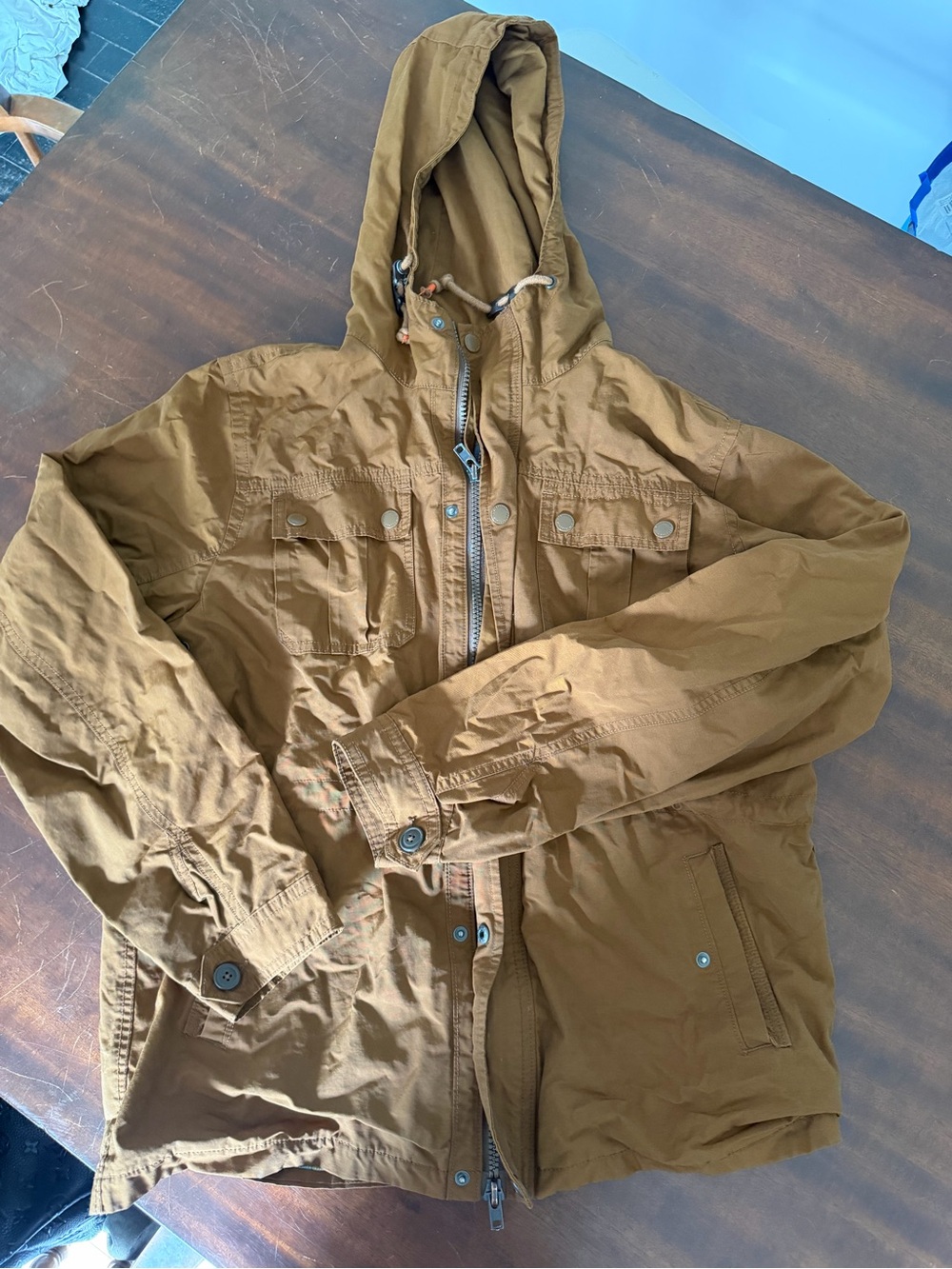Aeropostale Men's Hooded Field Jacket in Tan Brown